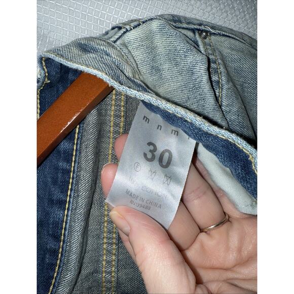 MNML Men's Distressed Denim Jeans Blue‎ Size 30 Ankle Zippers Skinny - Picture 4 of 6